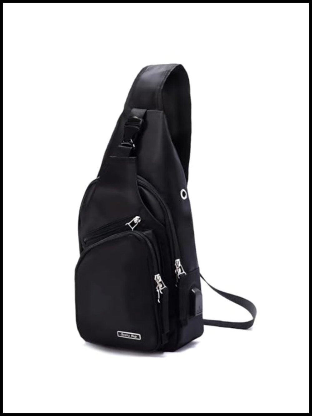 Water Resistant Nylon Sling Backpack Crossbody Chest Bag USB Port